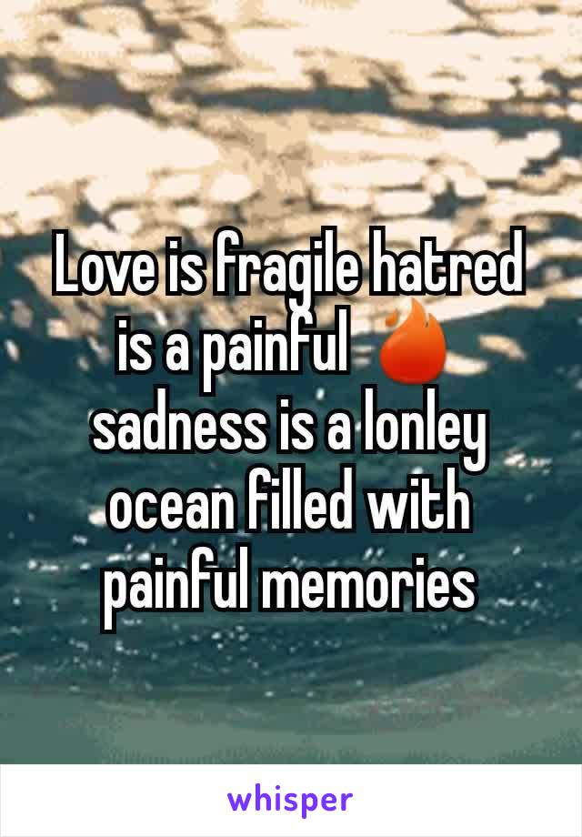 Love is fragile hatred is a painful 🔥 sadness is a lonley ocean filled with painful memories