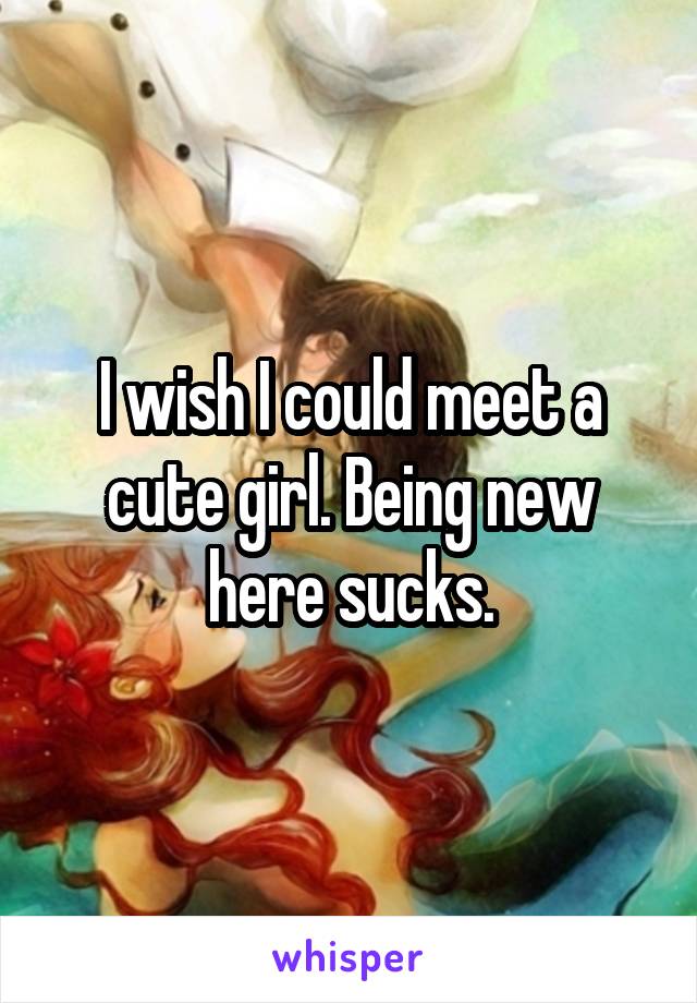 I wish I could meet a cute girl. Being new here sucks.