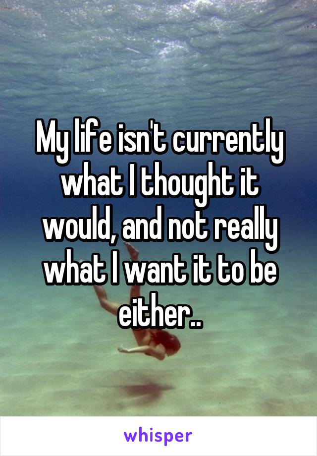 My life isn't currently what I thought it would, and not really what I want it to be either..