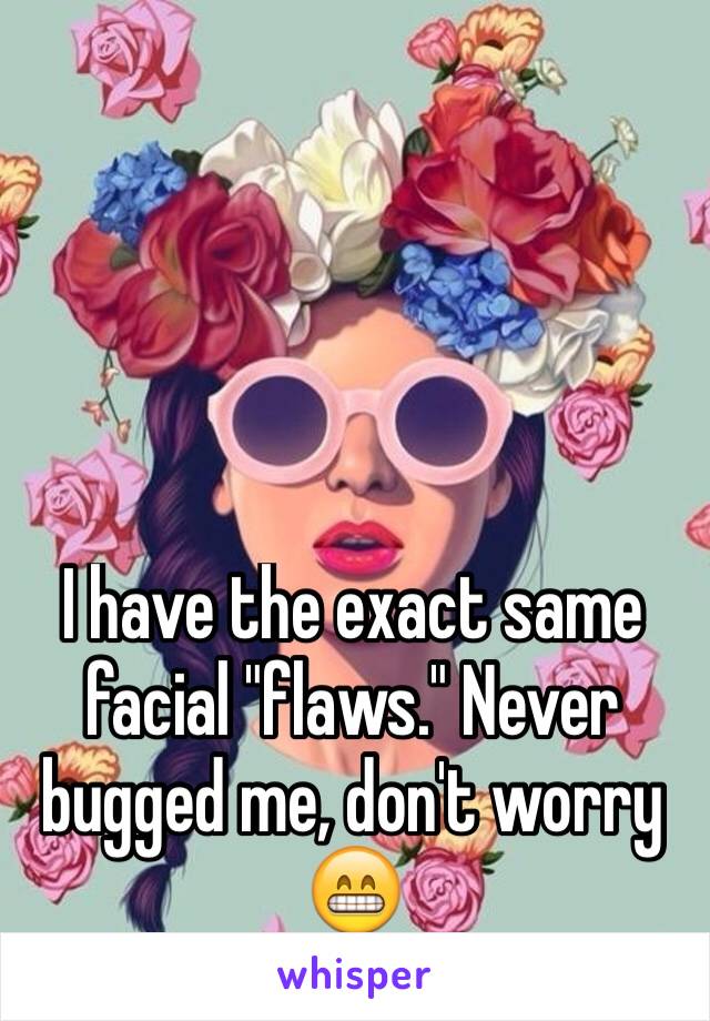 I have the exact same facial "flaws." Never bugged me, don't worry 😁