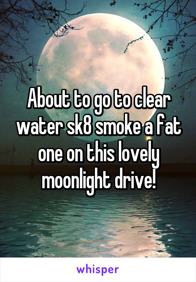 About to go to clear water sk8 smoke a fat one on this lovely moonlight drive!