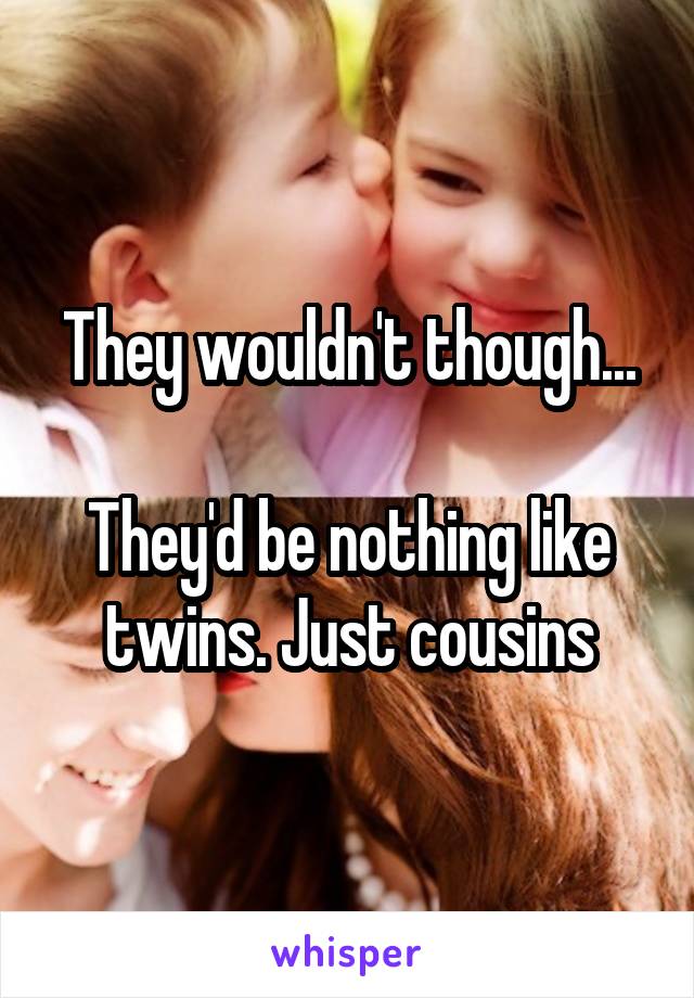 They wouldn't though...

They'd be nothing like twins. Just cousins