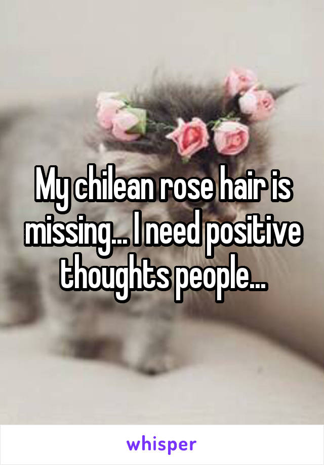 My chilean rose hair is missing... I need positive thoughts people...