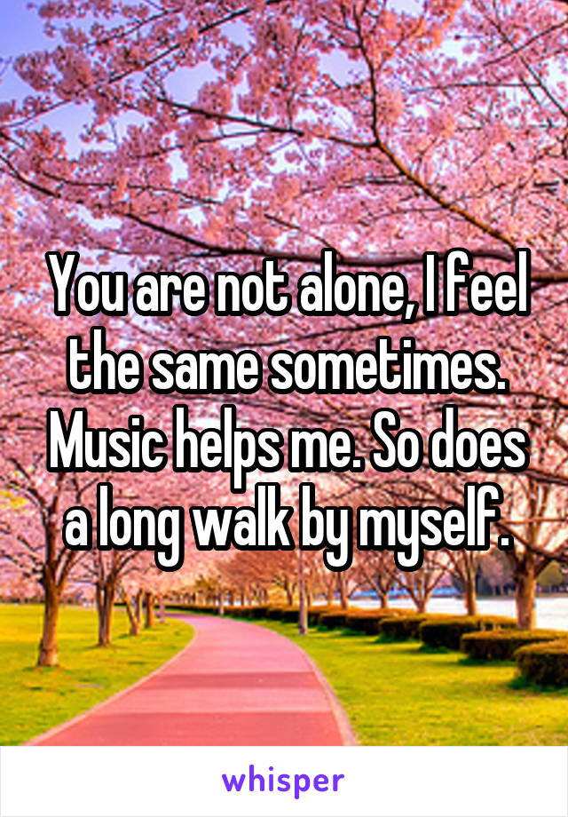 You are not alone, I feel the same sometimes. Music helps me. So does a long walk by myself.