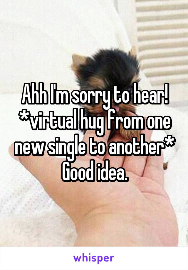 Ahh I'm sorry to hear! *virtual hug from one new single to another* Good idea.