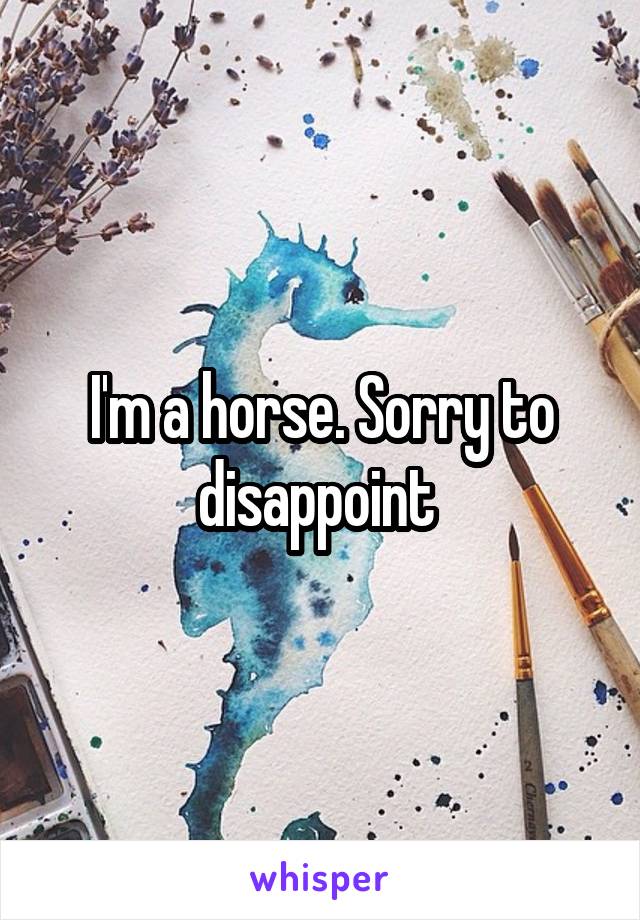 I'm a horse. Sorry to disappoint 