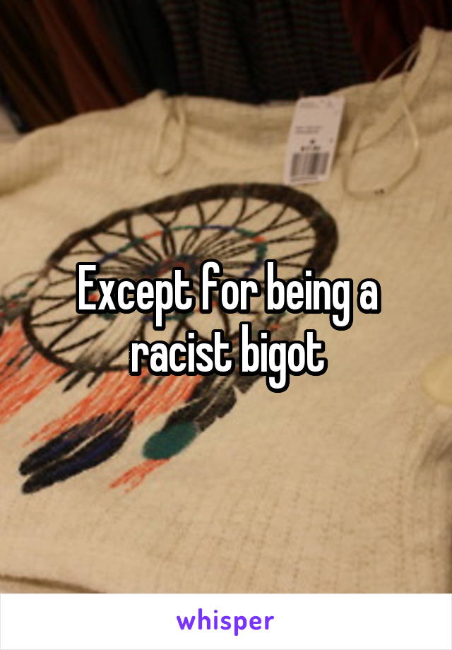 Except for being a racist bigot