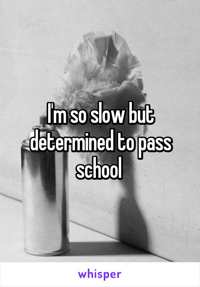 I'm so slow but determined to pass school 