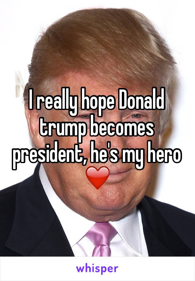 I really hope Donald trump becomes president, he's my hero ❤️