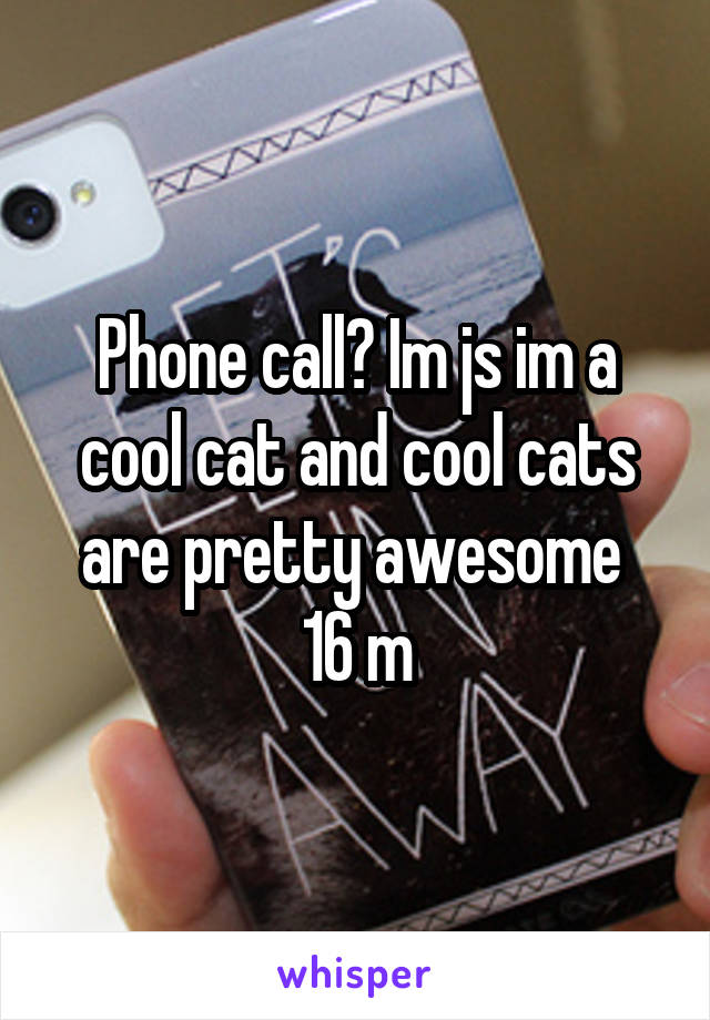 Phone call? Im js im a cool cat and cool cats are pretty awesome 
16 m