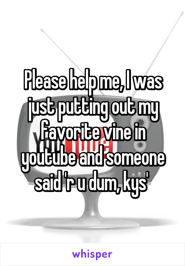 Please help me, I was just putting out my favorite vine in youtube and someone said 'r u dum, kys' 