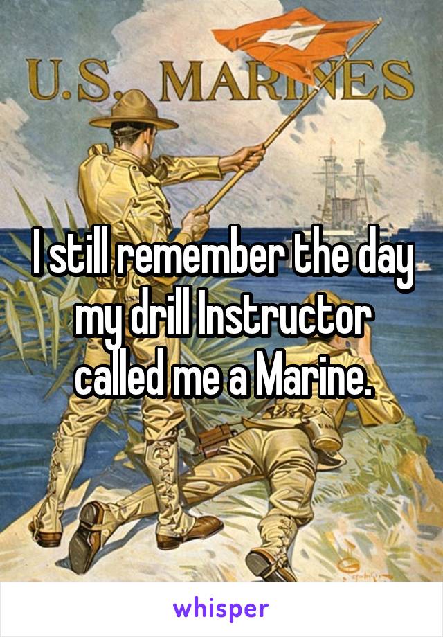 I still remember the day my drill Instructor called me a Marine.