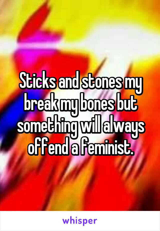 Sticks and stones my break my bones but something will always offend a feminist.