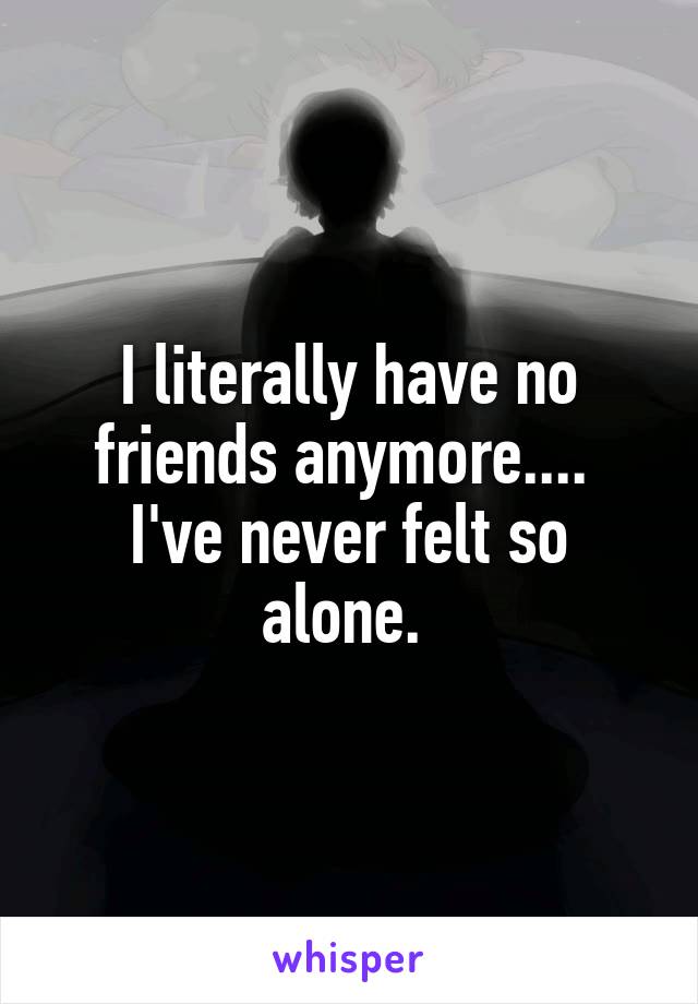 I literally have no friends anymore.... 
I've never felt so alone. 