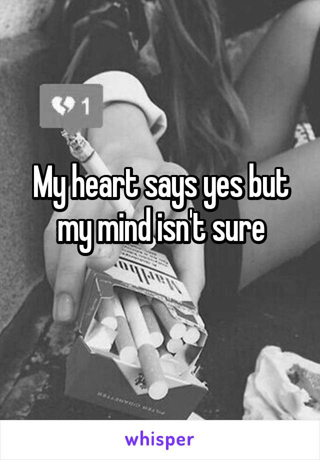My heart says yes but my mind isn't sure
