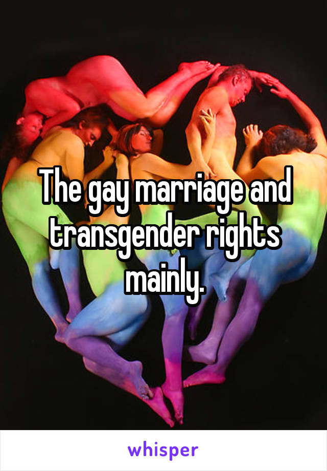 The gay marriage and transgender rights mainly.