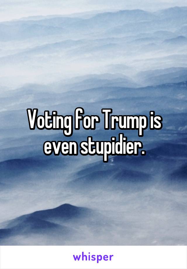 Voting for Trump is even stupidier.