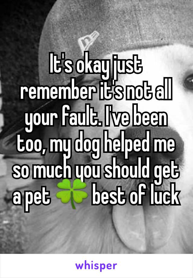 It's okay just remember it's not all your fault. I've been too, my dog helped me so much you should get a pet 🍀 best of luck
