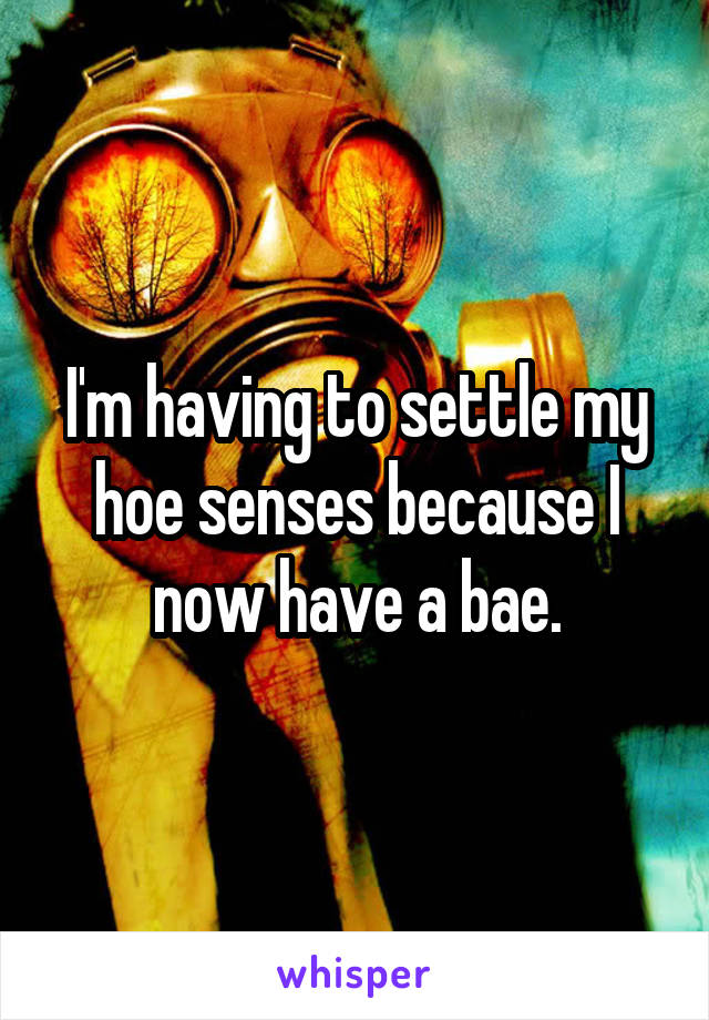 I'm having to settle my hoe senses because I now have a bae.