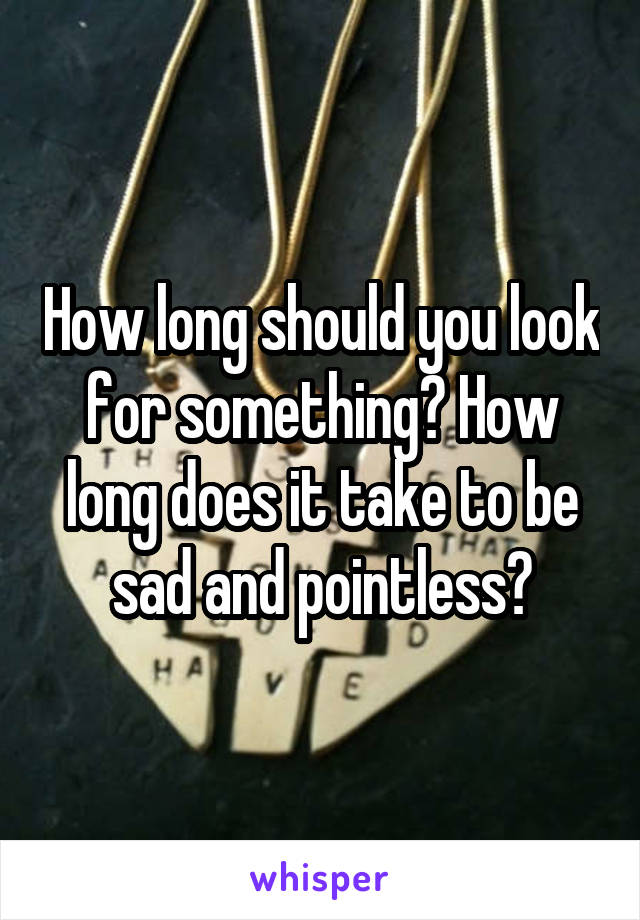 How long should you look for something? How long does it take to be sad and pointless?