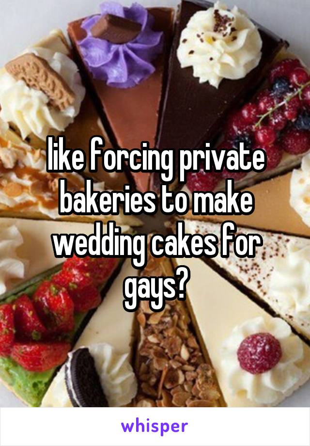 like forcing private bakeries to make wedding cakes for gays?