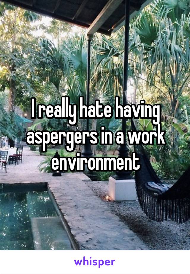I really hate having aspergers in a work environment