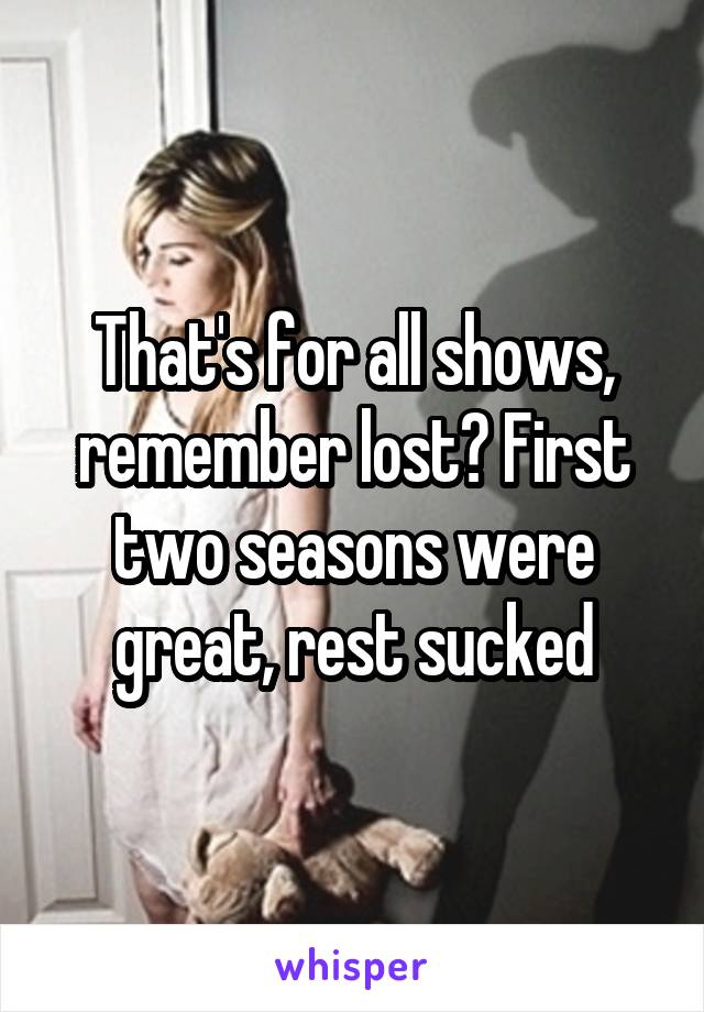 That's for all shows, remember lost? First two seasons were great, rest sucked