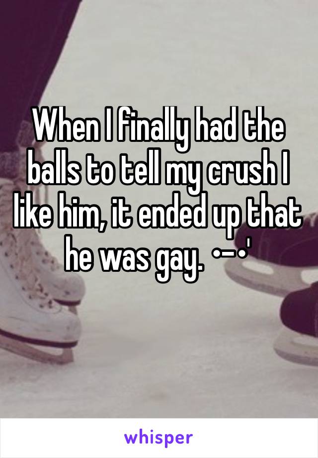 When I finally had the balls to tell my crush I like him, it ended up that he was gay. •-•'