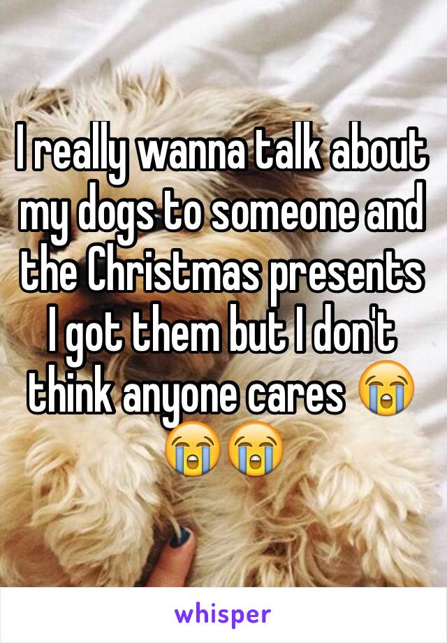 I really wanna talk about my dogs to someone and the Christmas presents I got them but I don't think anyone cares 😭😭😭