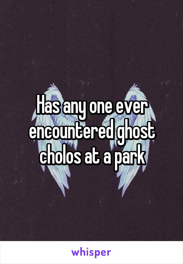 Has any one ever encountered ghost cholos at a park