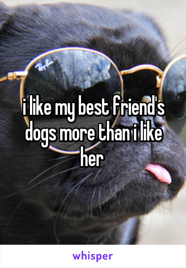 i like my best friend's dogs more than i like her 