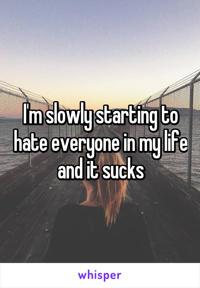 I'm slowly starting to hate everyone in my life and it sucks
