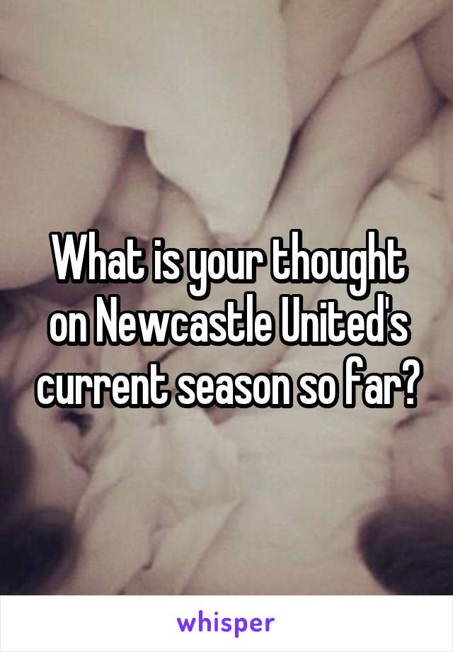 What is your thought on Newcastle United's current season so far?