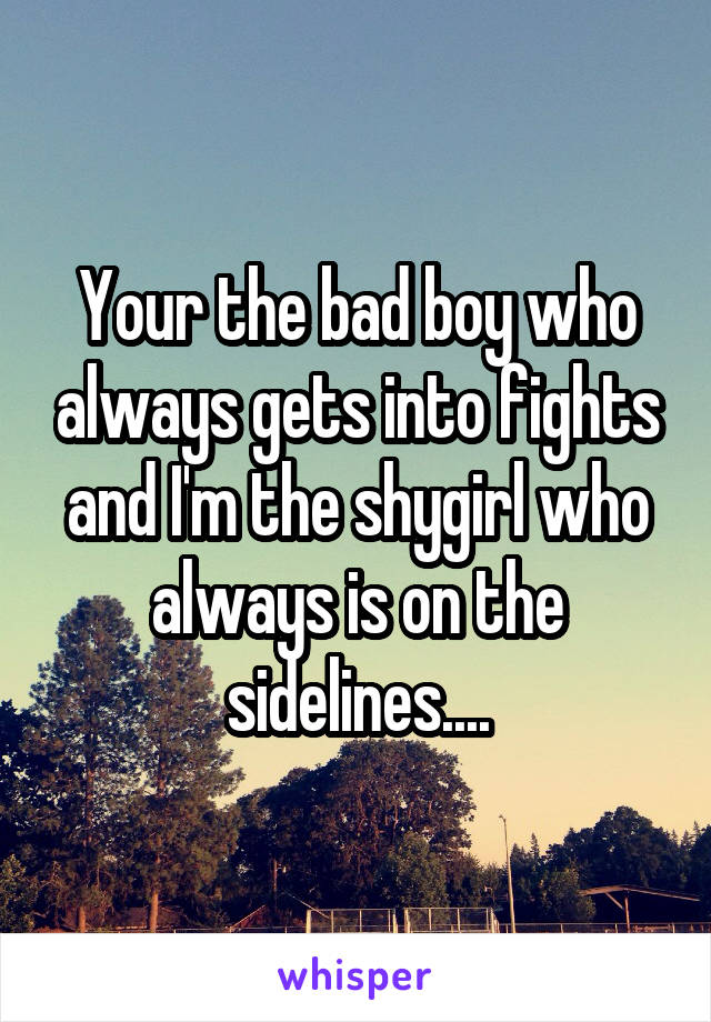 Your the bad boy who always gets into fights and I'm the shygirl who always is on the sidelines....