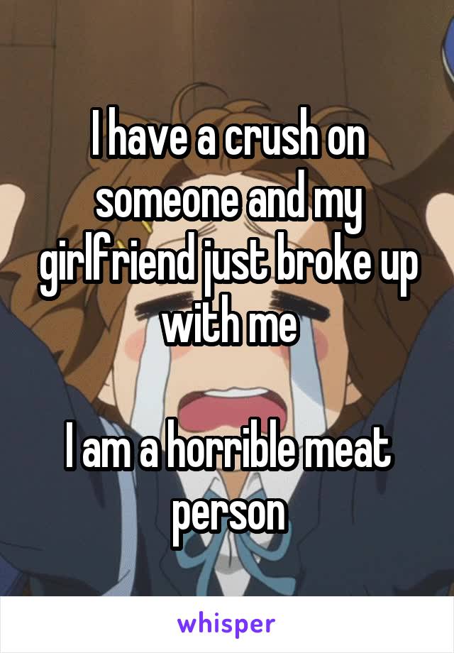 I have a crush on someone and my girlfriend just broke up with me

I am a horrible meat person