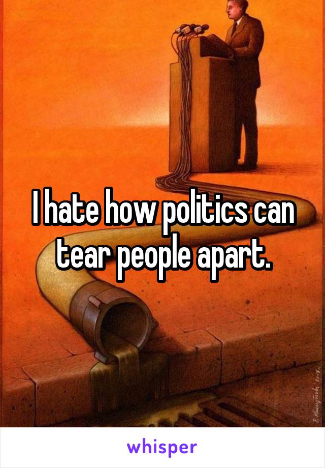 I hate how politics can tear people apart.