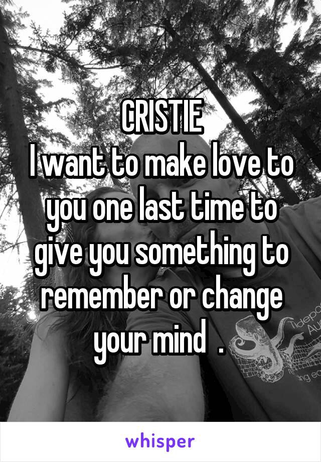 CRISTIE
I want to make love to you one last time to give you something to remember or change your mind  . 