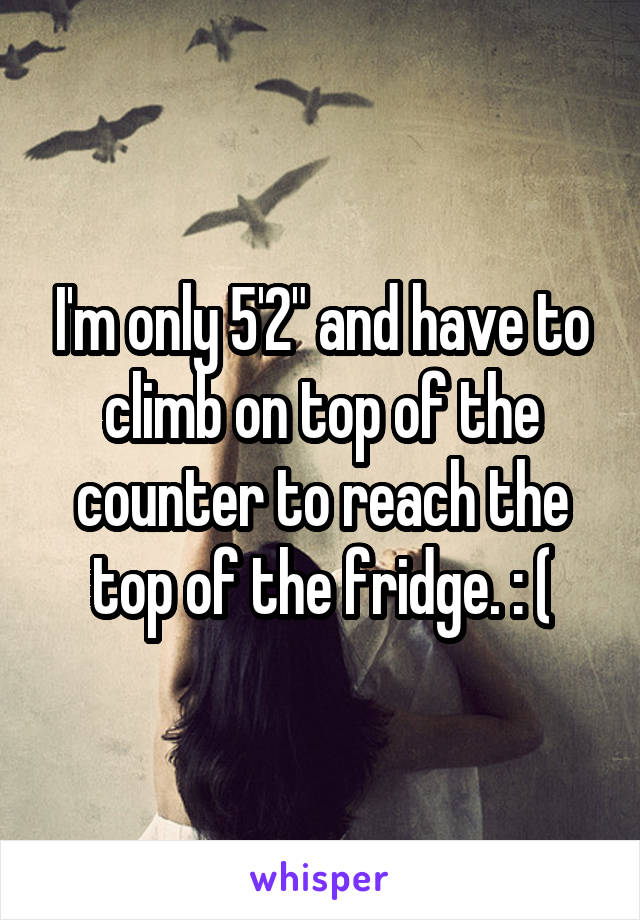 I'm only 5'2" and have to climb on top of the counter to reach the top of the fridge. : (
