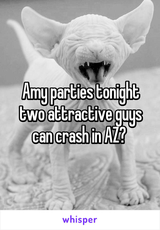 Amy parties tonight two attractive guys can crash in AZ? 