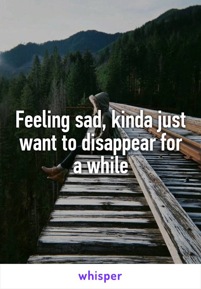 Feeling sad, kinda just want to disappear for a while