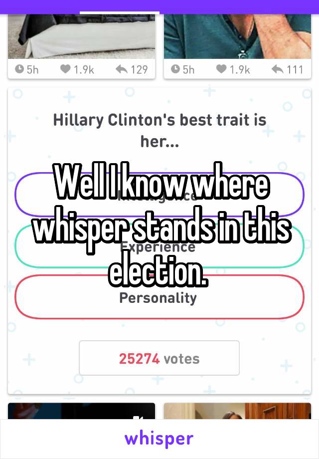 Well I know where whisper stands in this election. 