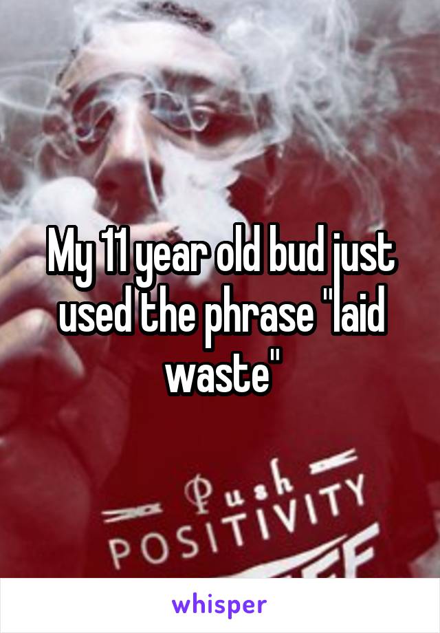 My 11 year old bud just used the phrase "laid waste"