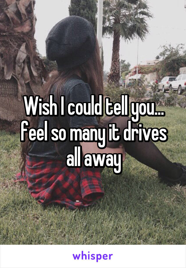 Wish I could tell you... feel so many it drives all away