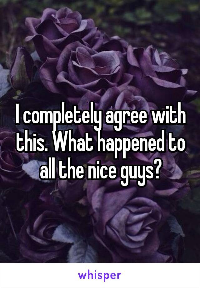I completely agree with this. What happened to all the nice guys?