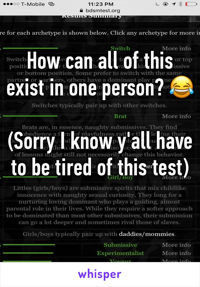 How can all of this exist in one person? 😂

(Sorry I know y'all have to be tired of this test)