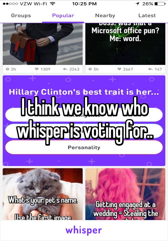 I think we know who whisper is voting for..