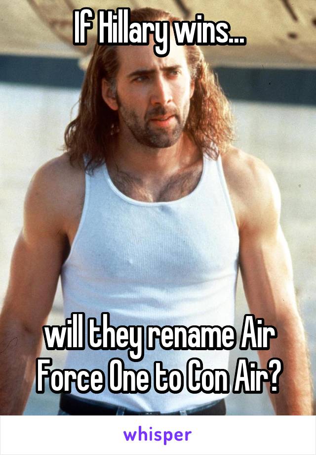If Hillary wins...






will they rename Air Force One to Con Air?

