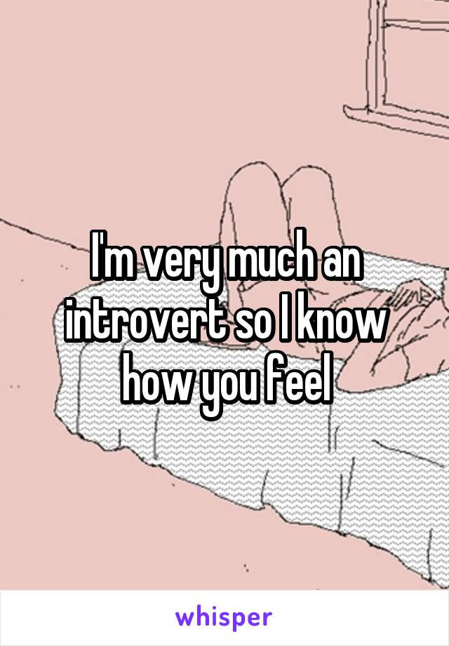 I'm very much an introvert so I know how you feel