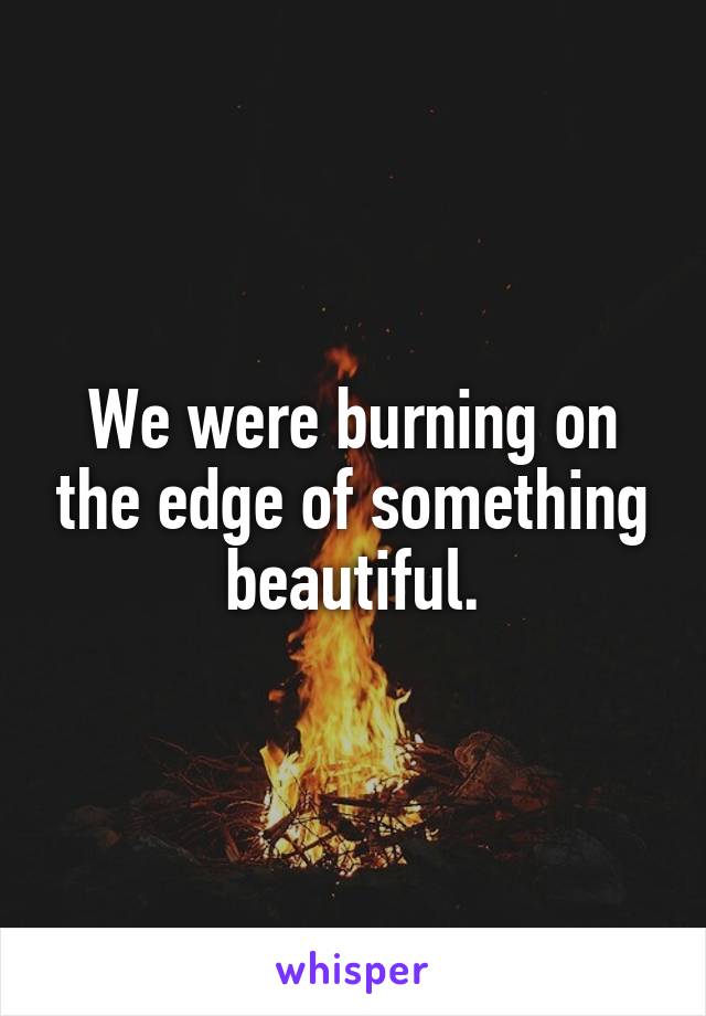 We were burning on the edge of something beautiful.
