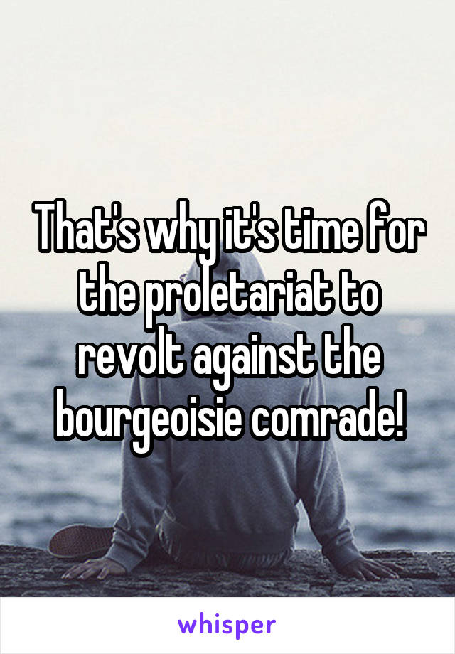 That's why it's time for the proletariat to revolt against the bourgeoisie comrade!